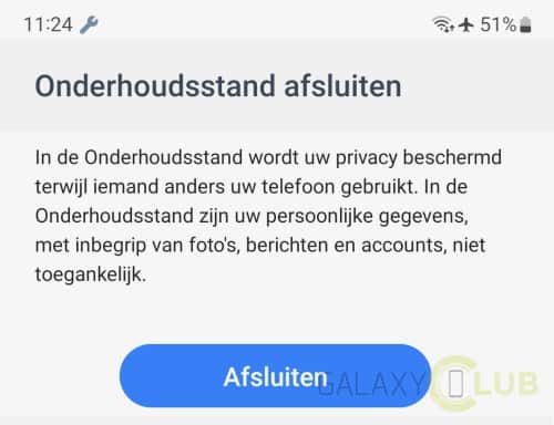 Onderhoudsstand afsluiten en herstarten