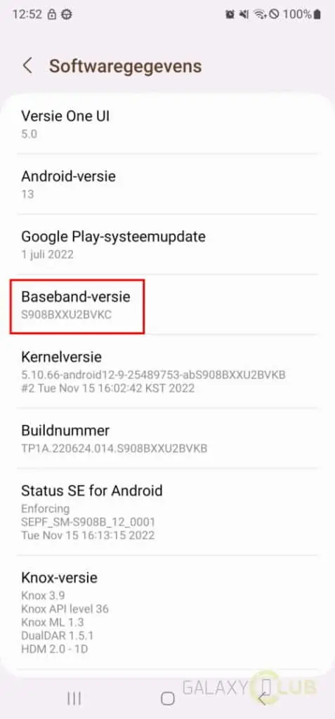 Galaxy S22 baseband update november 2022